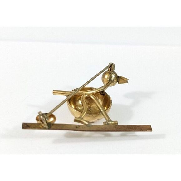 Bird and egg Brooch - MCM Atomic Vintage Brass Bird Pin 50s 60s - Picture 5 of 7